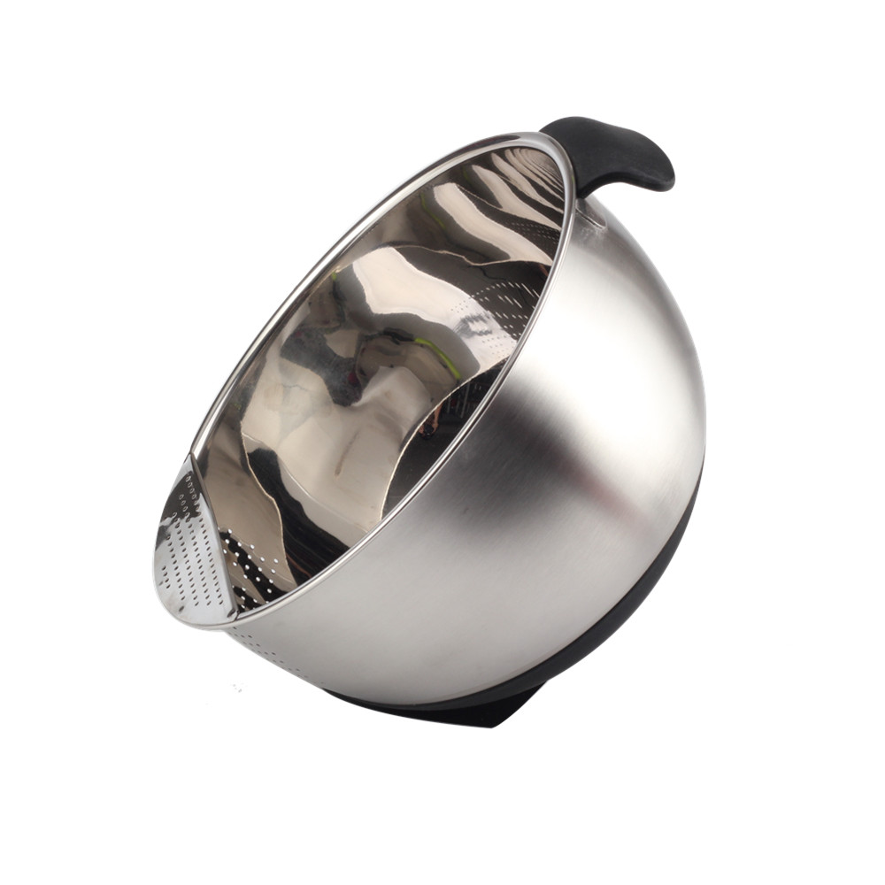 Rice Washer Strainer Bowl, Washing Bowl With Handle, Stainless Steel Colander — 3