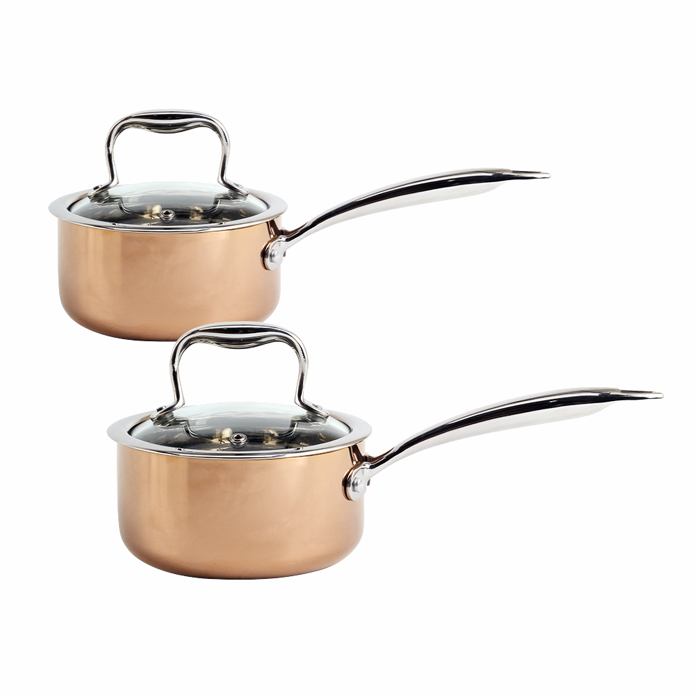 Copper Tri-Ply Stainless Steel Sauce Pan With Glass Lid — 2