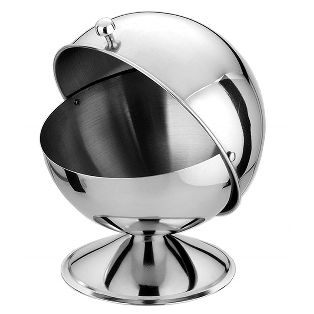 Stainless Steel Sugar Bowl With Roll Lid, Sugar Cube Holder — 4