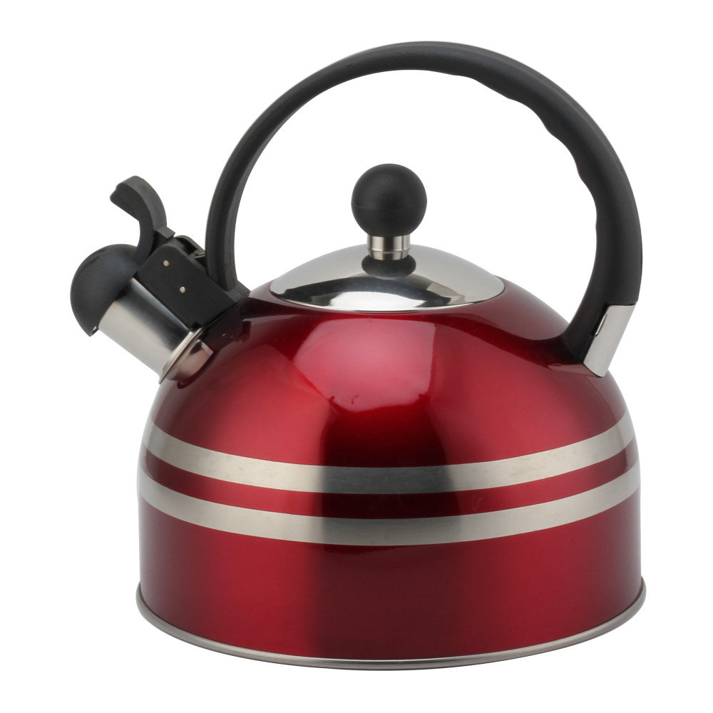S/S Tea Kettle With Whistling Sound-Suitable for All Hob Types-Red — product information