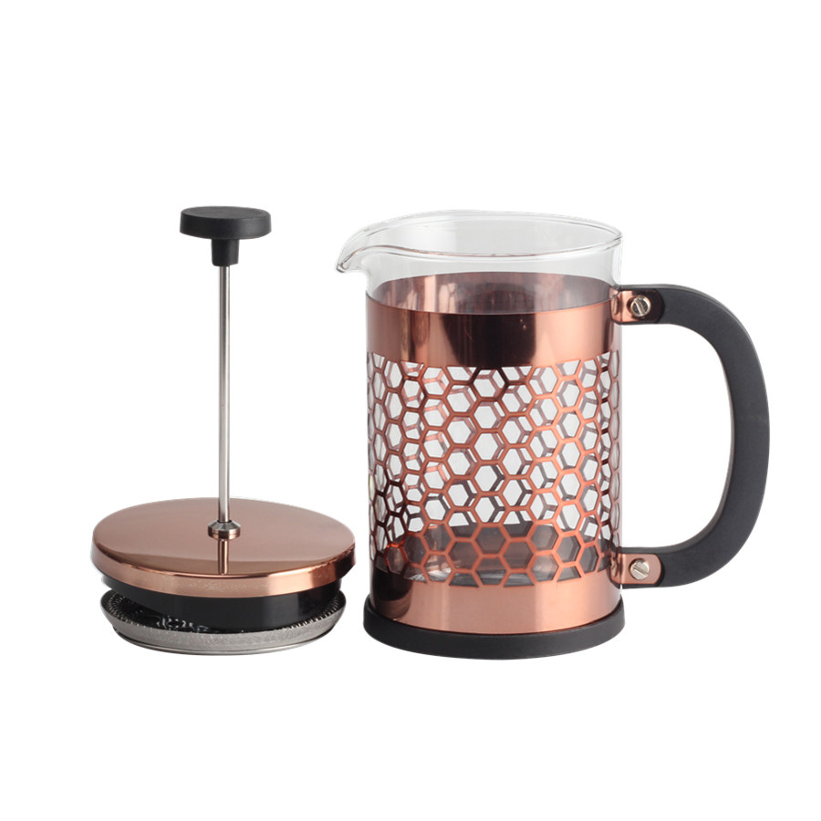 Stainless Steel Plunger System Heat Resistant Glass Coffee Press — 6