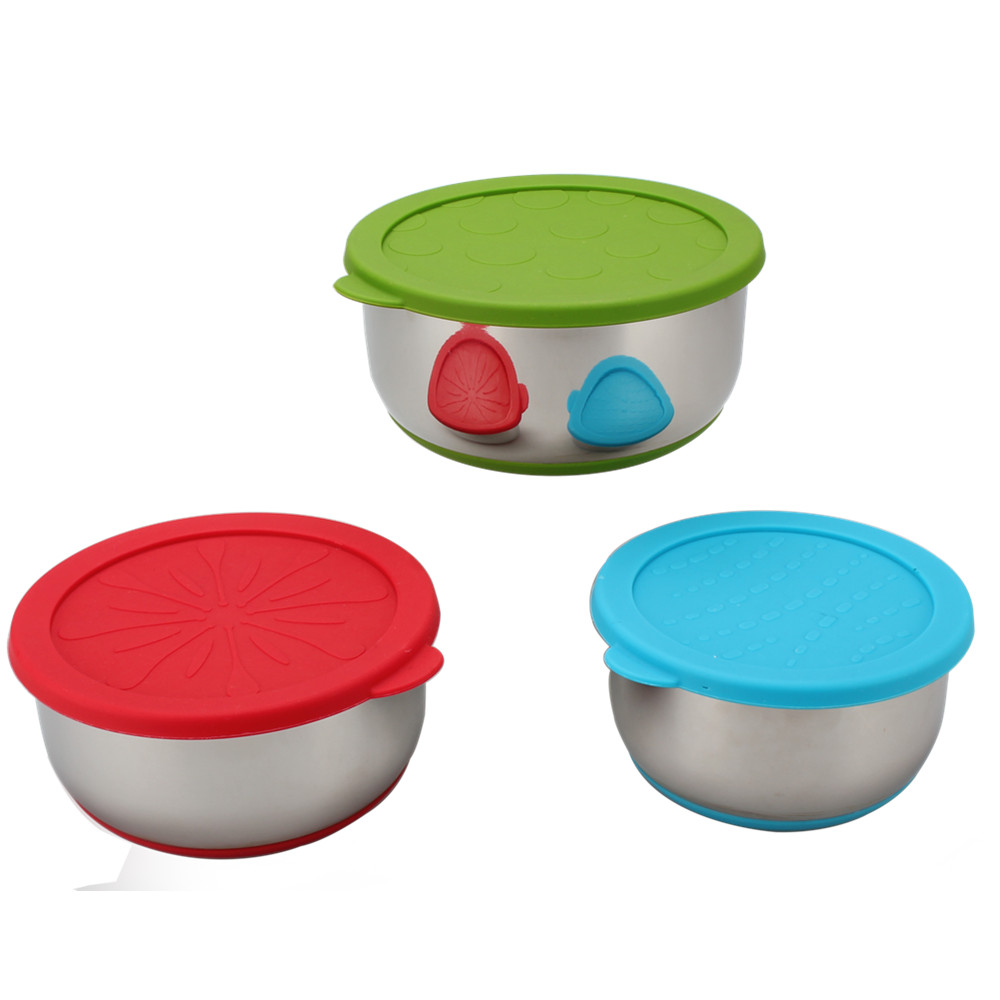 3pcs Stainless Steel Mixing Bowl With Silicone Lid — 5