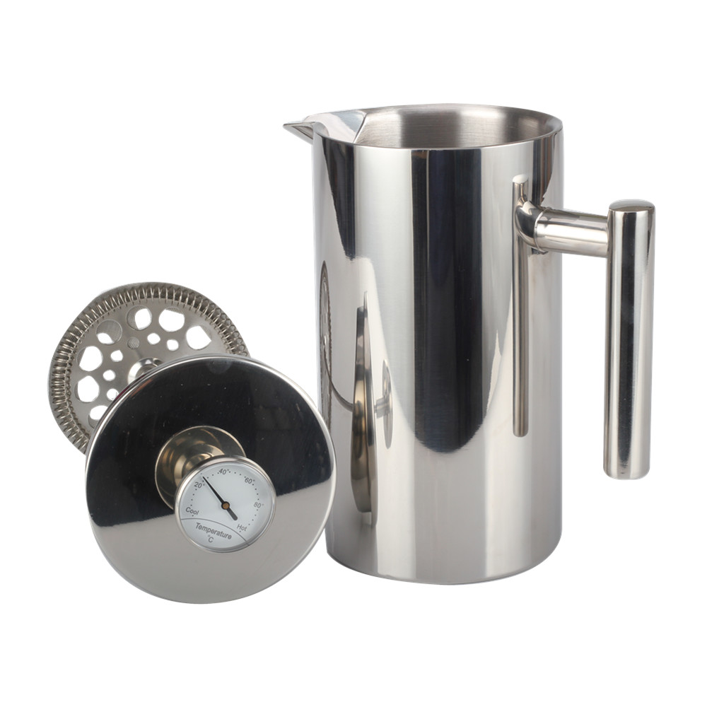 Stainless Steel Double Wall French Press With Thermometer — 2