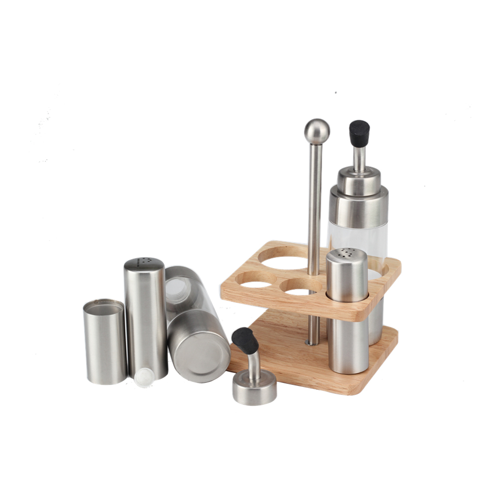 Kitchen set - Stainless steel salt & pepper shaker oil vinegar bottle — 4