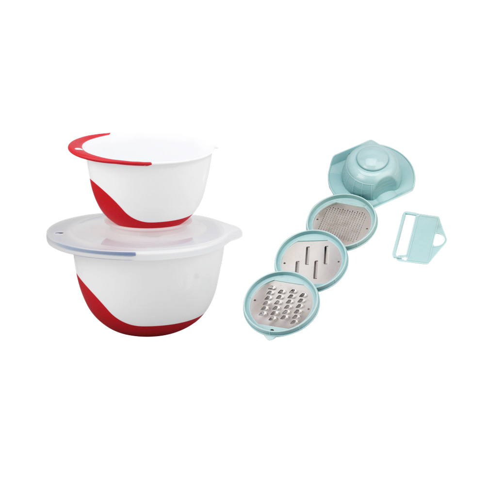 2 Piece Plastic Mixing Kitchen Bowl Set, Handles Easy Pour Spout And Non Slip — product information