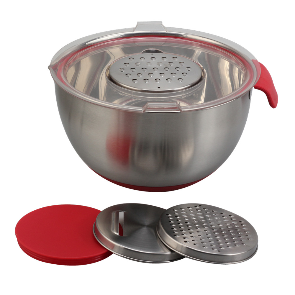 Stainless Steel Mixing Bowl With 3pcs Graters & Handle — 5