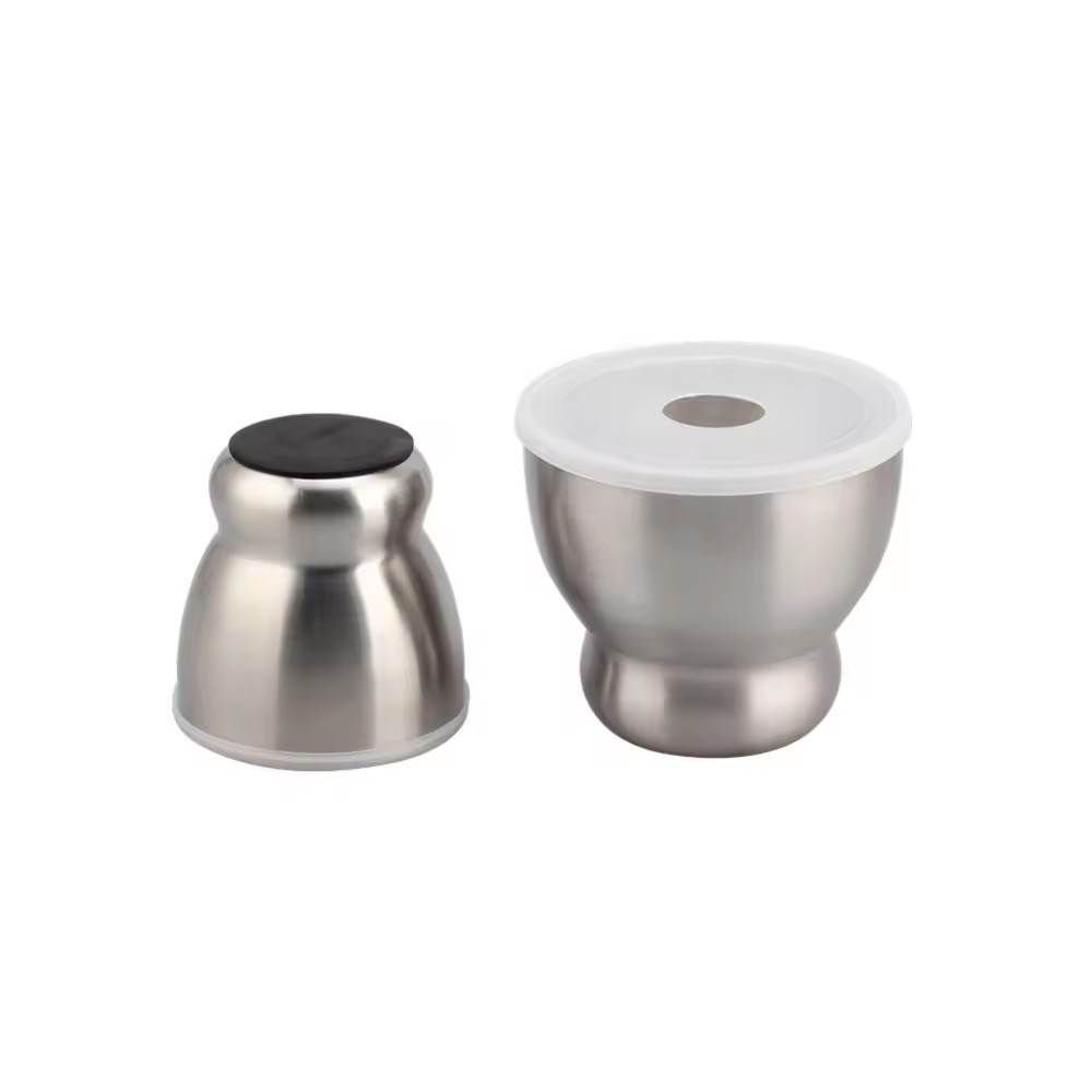 Stainless Steel Mortar and Pestle Set, Spices Grinder Pill Crusher with Silicone Protective Lid — 3