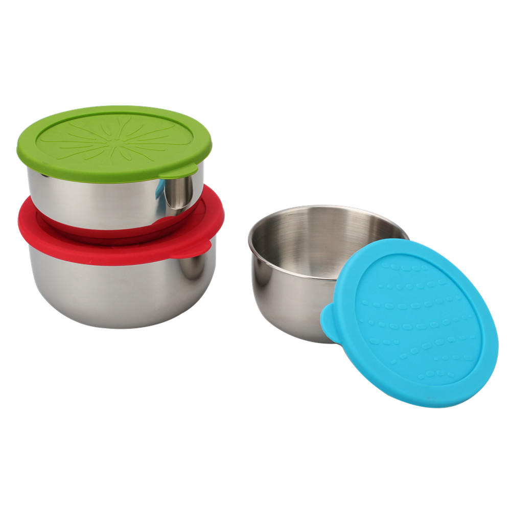 3pcs Stainless Steel Mixing Bowl With Silicone Lid — product information