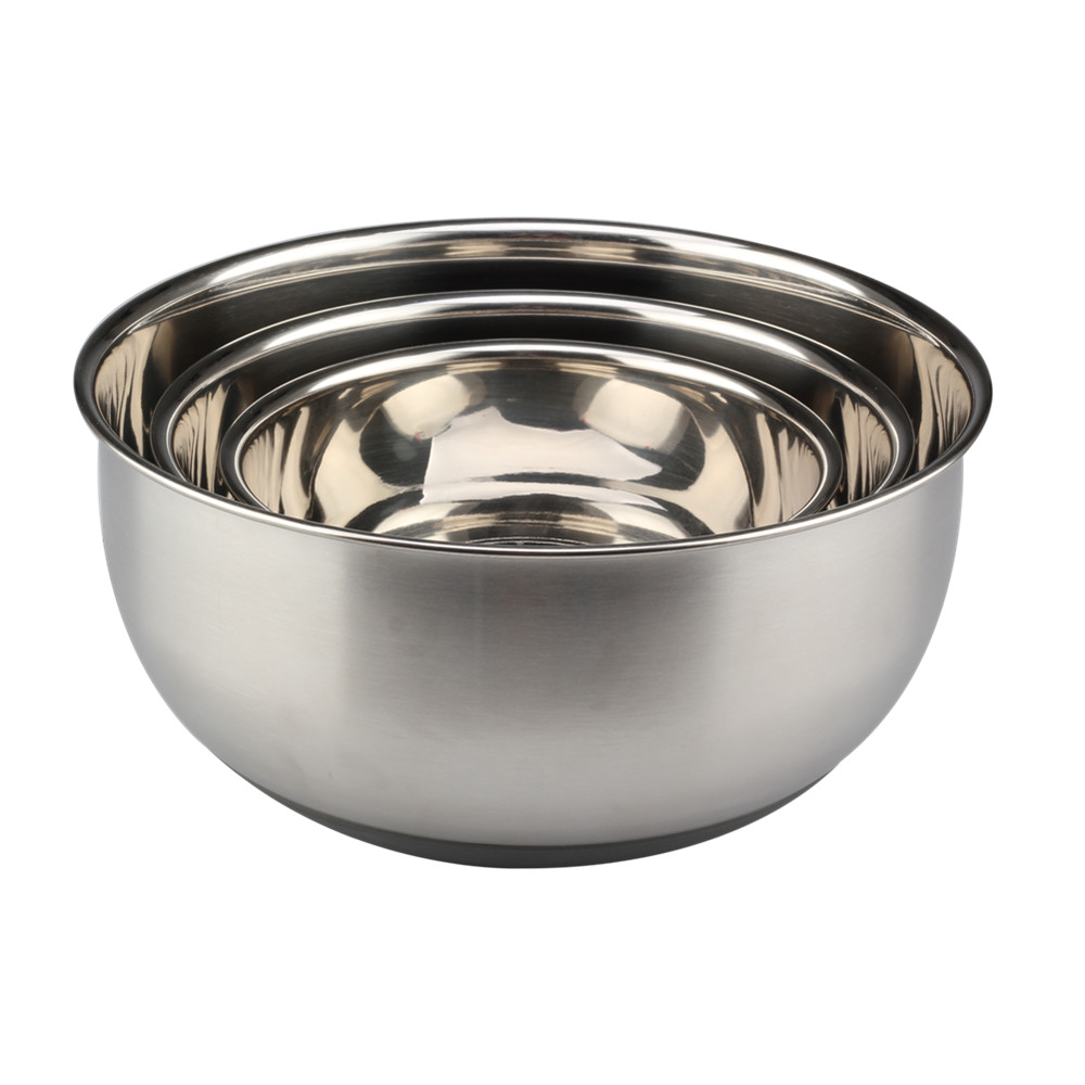 Set Of 3 Non Slip Silicone Bottom Metal Nesting Bowls — product information