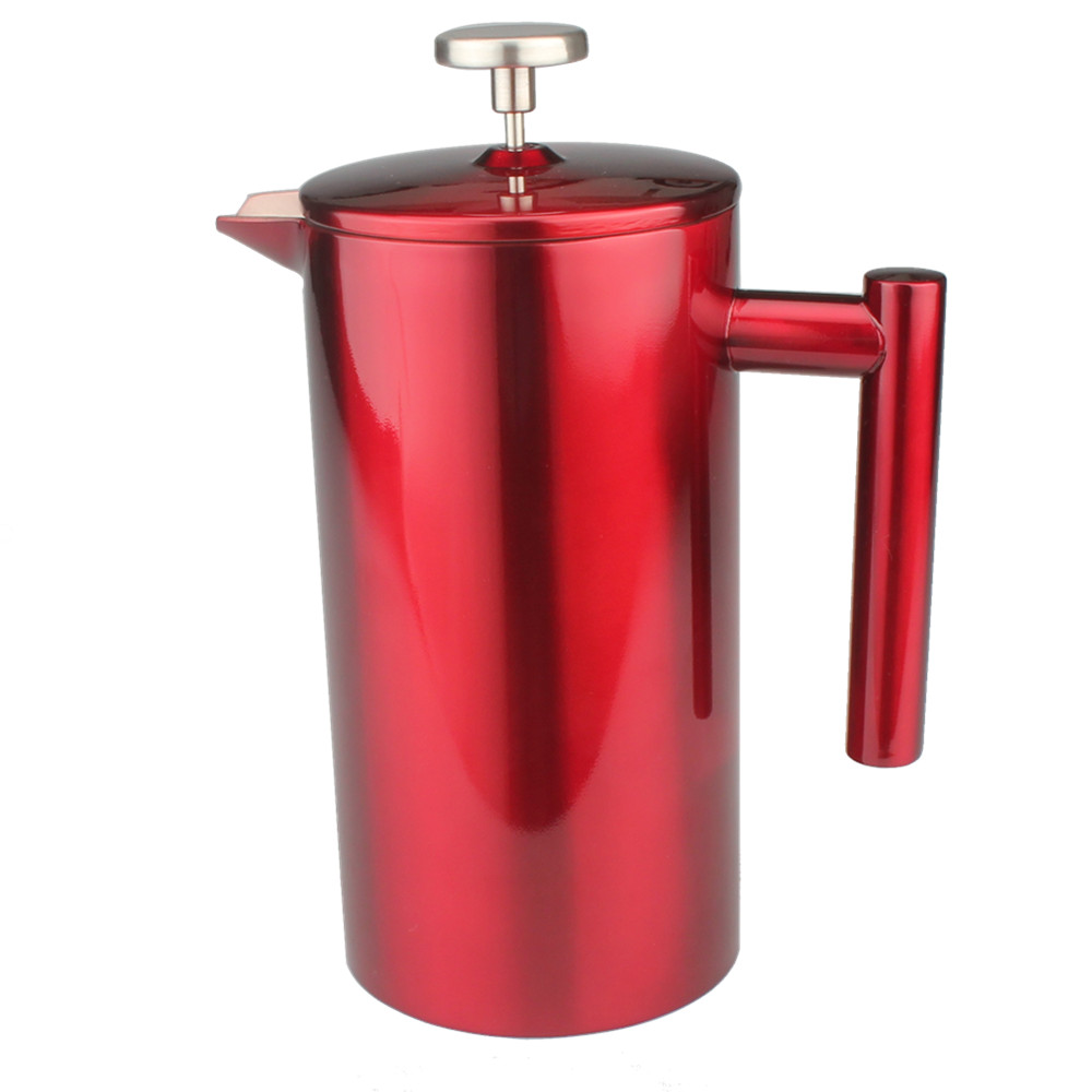 Red Stainless Steel French Press Coffee Maker — 5