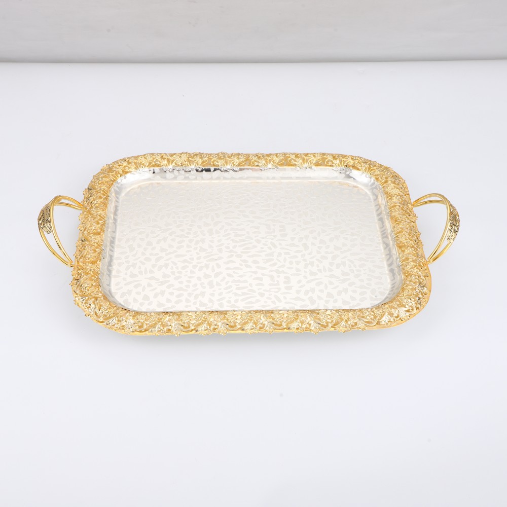 Coffee Serving Tray, Elegant Metal Serving Tray for Home Cafe — 4