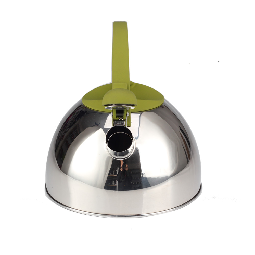 Classic Stainless Steel Whistling Tea Kettle With Green Handle — 2