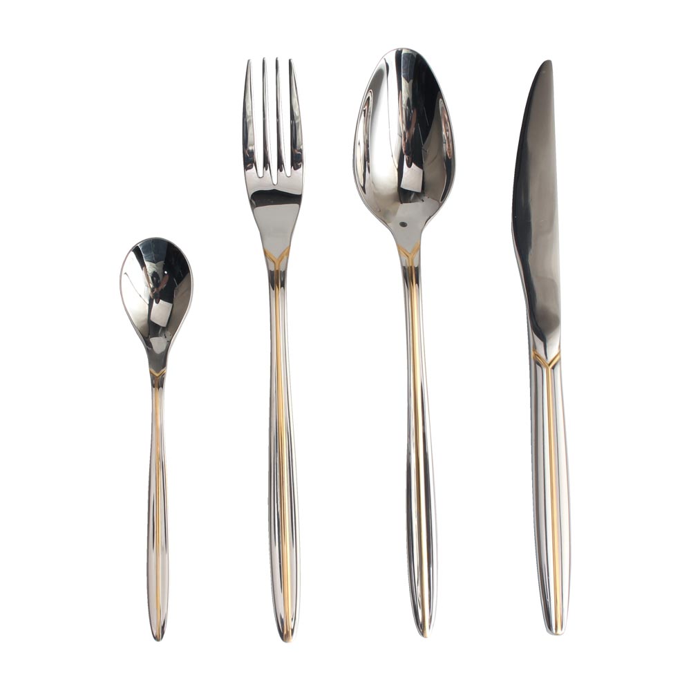 Gold Accent 4-pcs Set Stainless Steel Flatware set Dishwasher Safe — 2
