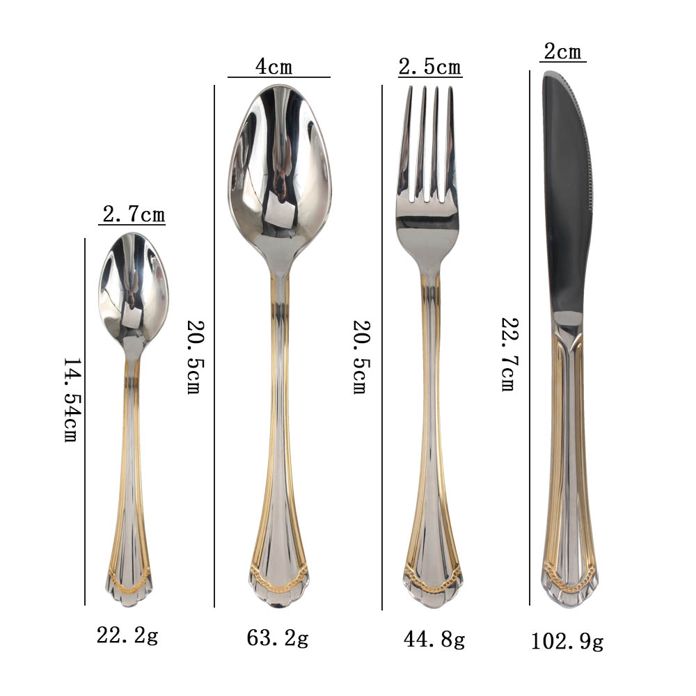 4-pcs Set Stainless Steel  Flatware set Dishwasher Safe (65, Gold Accent) — 3
