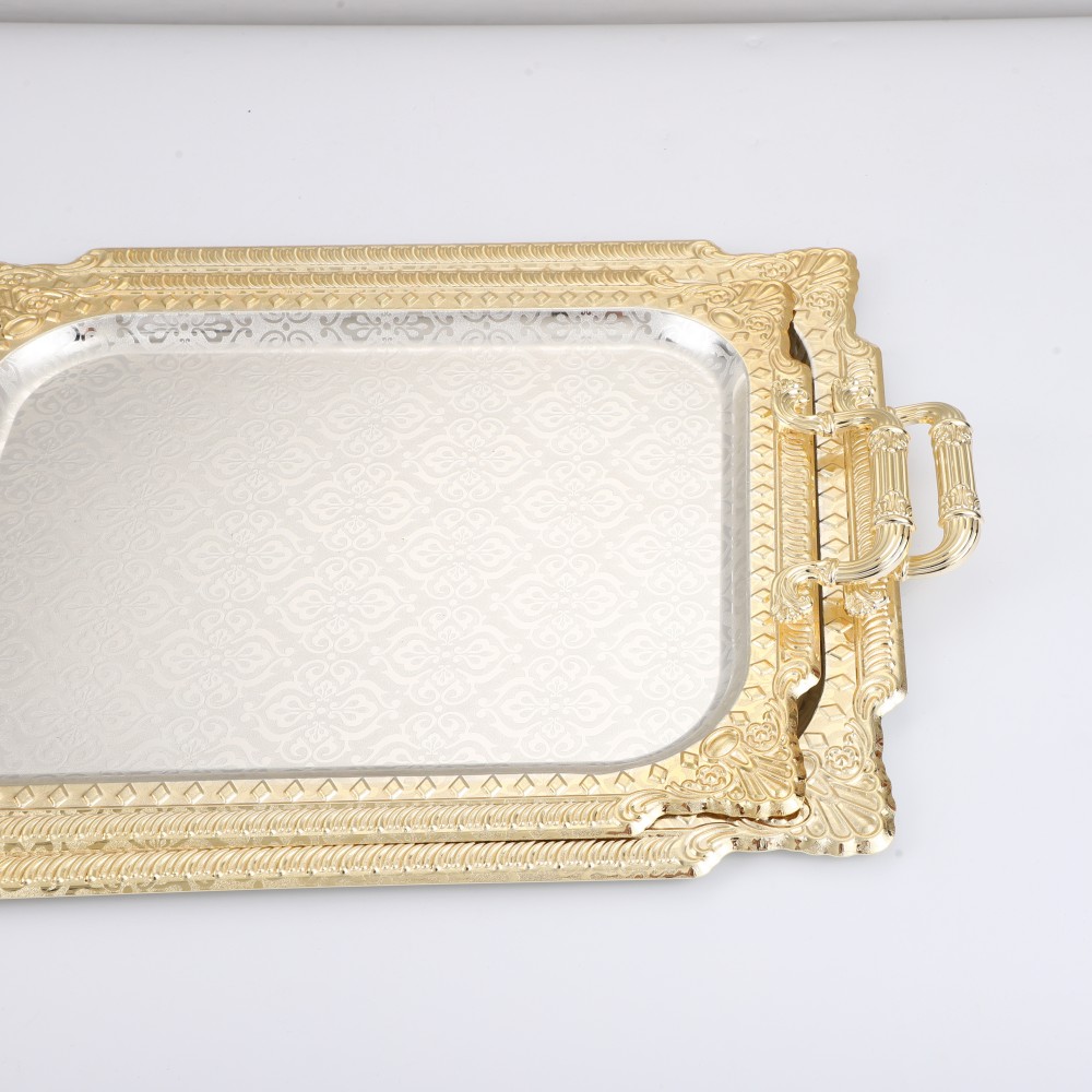 Metal Serving Tray, Rectangular Metal Serving Tray, Decorative Serving Platter — 5