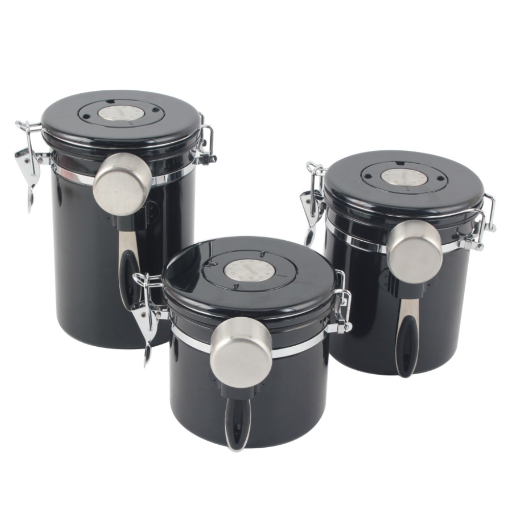 Coffee Canister With Window, Airtight Stainless Steel Kitchen Food Storage Container With Lids — product information