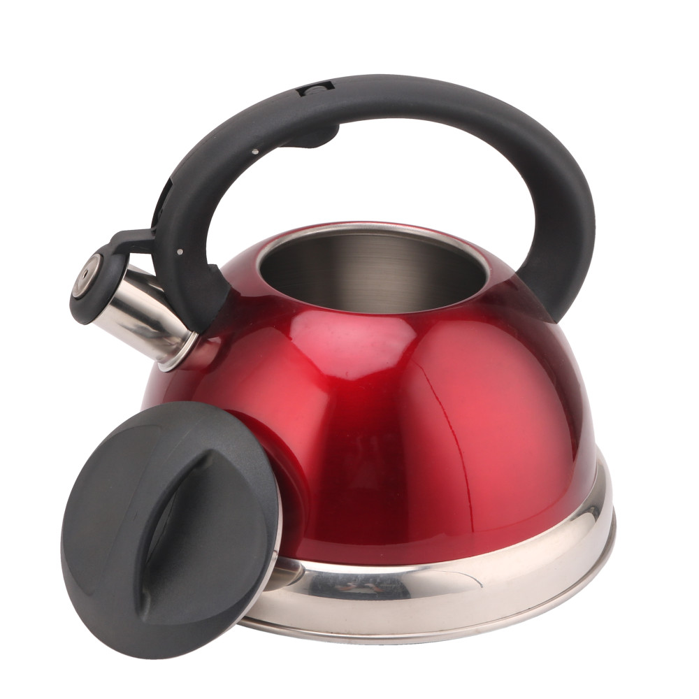 Red Coffee And Tea Sets-Stainless Steel Whistling Tea Kettle With Silicone Handle — 7