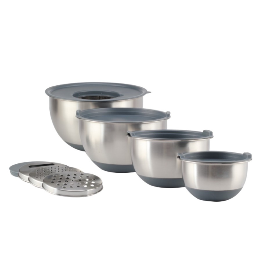 Set Of 4 Non Slip Silicone Bottom Metal Nesting Bowls — product information