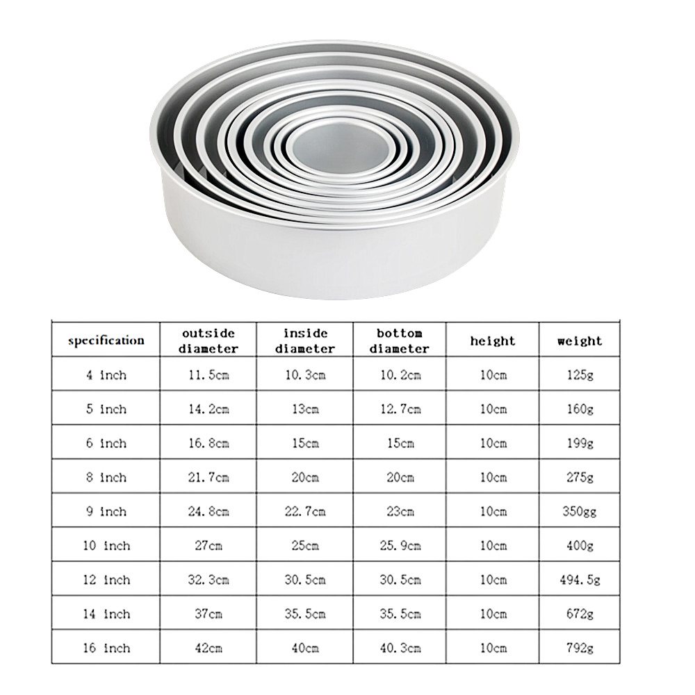 Round Cake Pan Set - 4\" 6\" 8\" Aluminium Cake Pans with Removable Base Round Cake Baking Pans for Wedding Birthday Party — product information