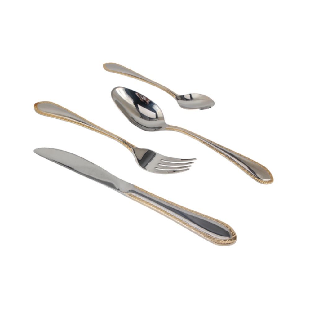 Gold Accent 4-pcs Set Stainless Steel Flatware set Dishwasher Safe — 3