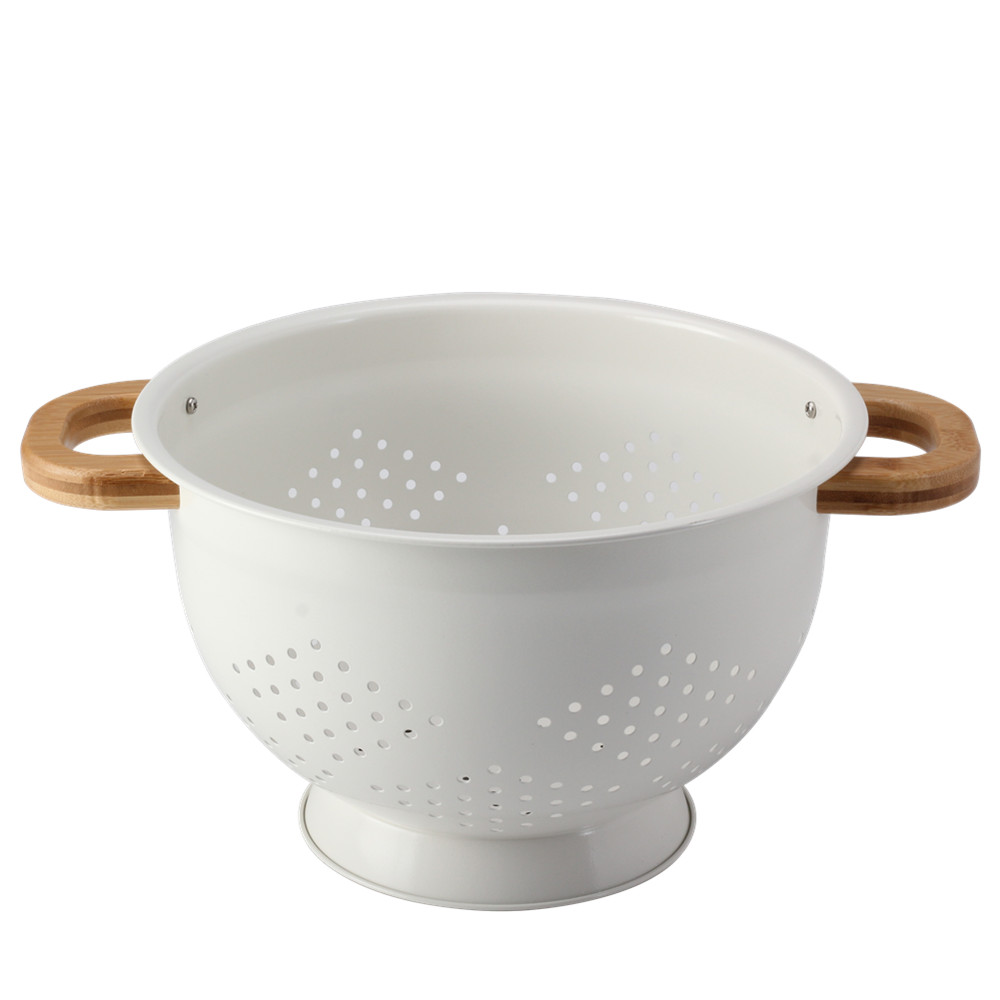 Metal Colander With Wood Handle, Set Of 3 With Bamboo Handles — 7