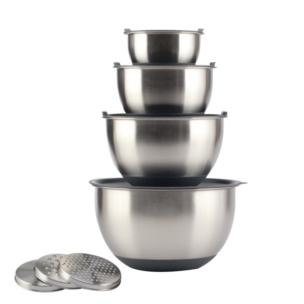 Set Of 4 Non Slip Silicone Bottom Metal Nesting Bowls — 2
