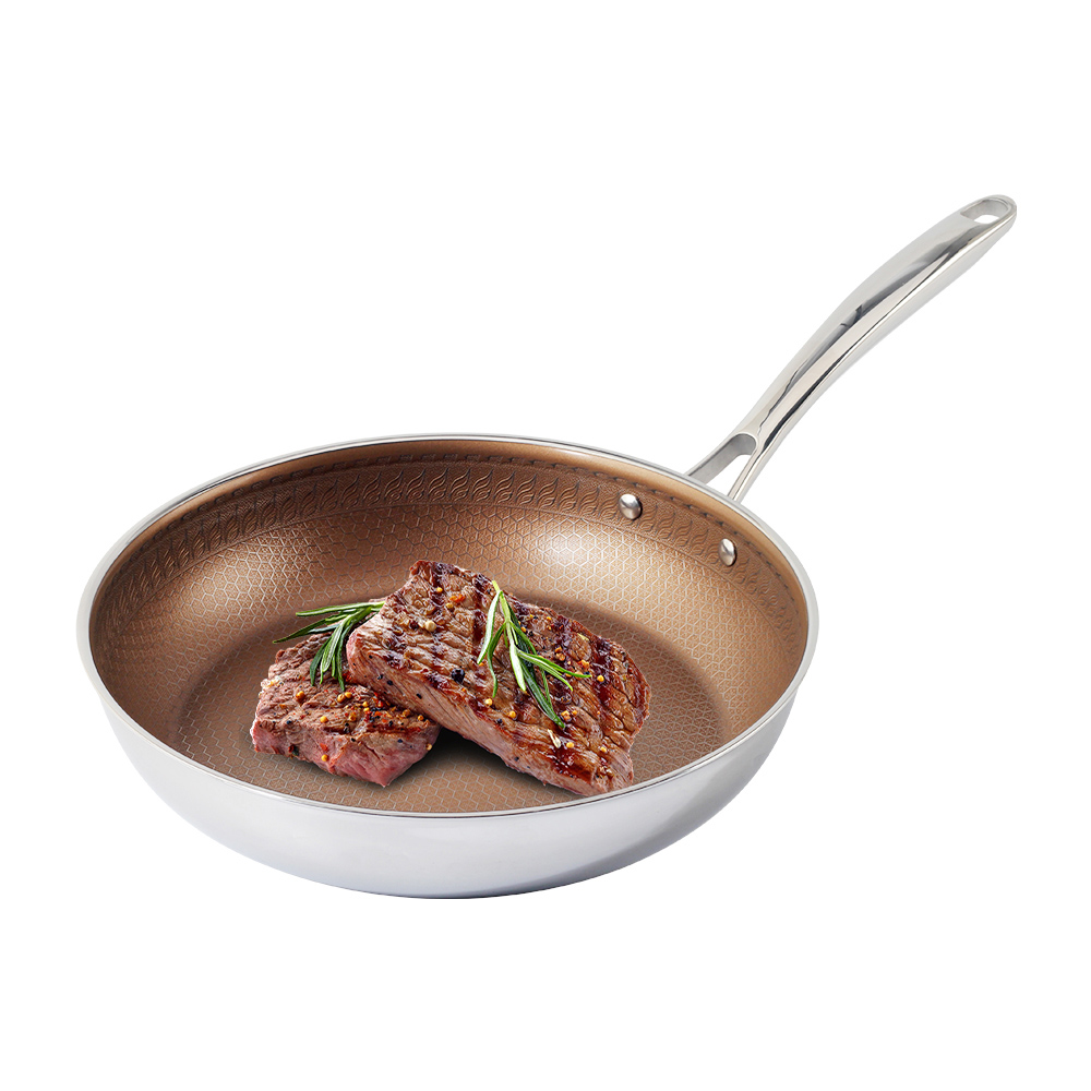 Stainless Steel Nonstick Frying Pan With Honeycomb for Kitchen Cooking — 7