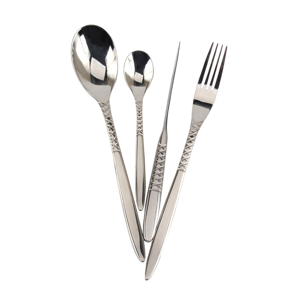 Stainless Steel Flatware Set, Mirror Polished Cutlery Set Utensil Set, Tableware Include Forks Spoons Knives for Home Restaurant, Beaded Handle — 4