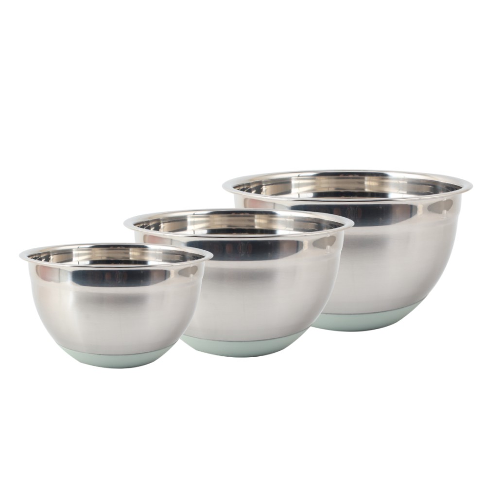 3size Silicone Base Stainless Steel Salad Bowl Set — 5