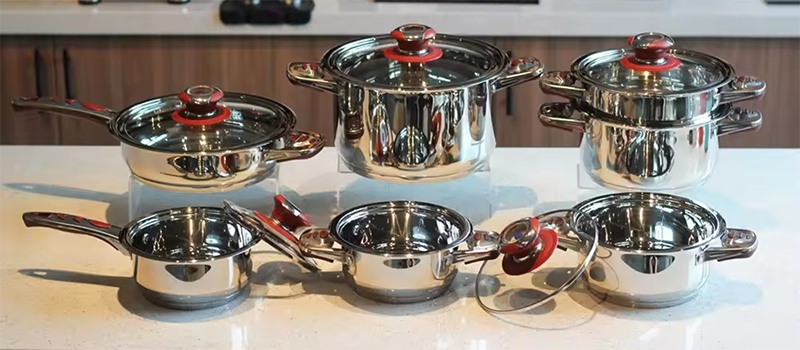 With Tempered Glass Lid, Stainless Steel Cookware Set — 6