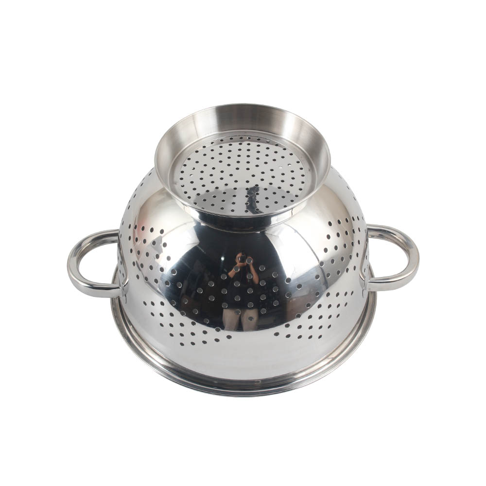 Premium Stainless Steel Colander, Pasta Strainer With Handle — 5