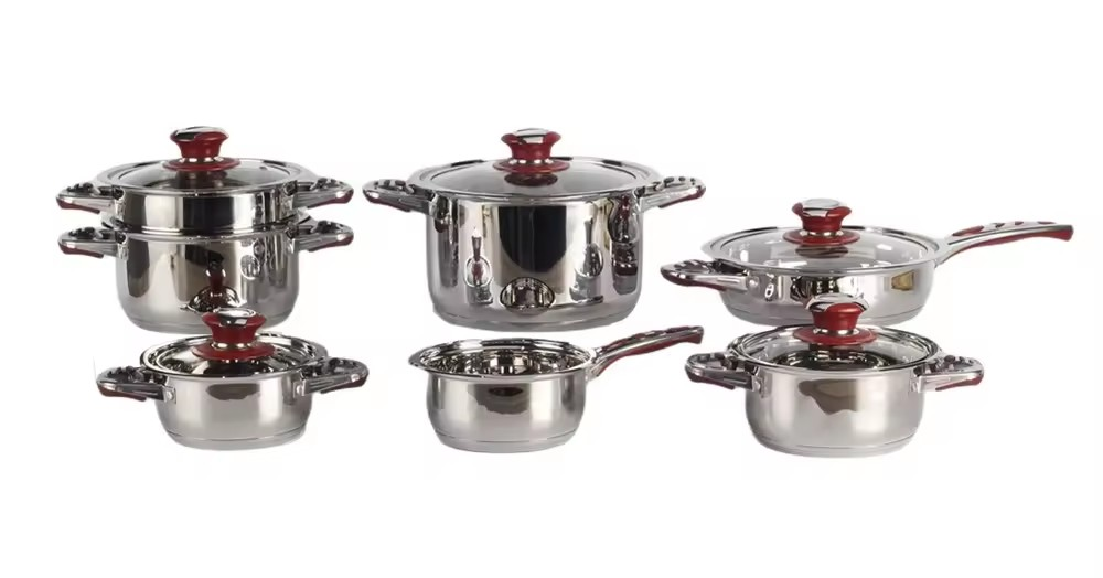 With Tempered Glass Lid, Stainless Steel Cookware Set — 7