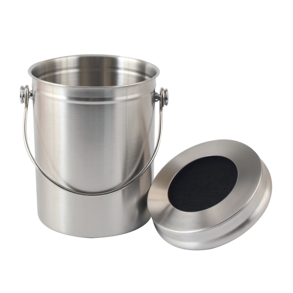 1.0/1.5 Gallon Stainless Steel Compost Bin With Lid, Odorless Composting Bin With Carbon Filters — product information