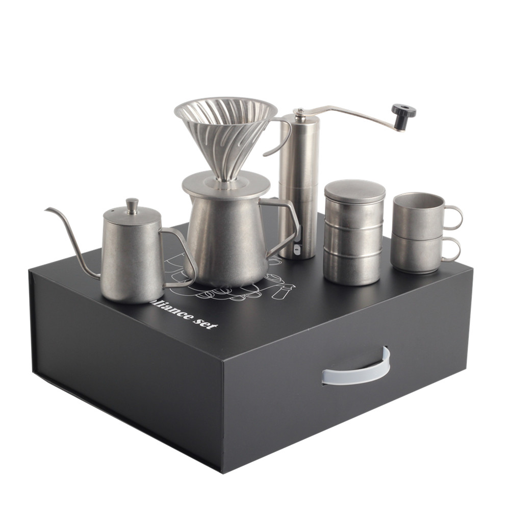Pour Over Coffee Maker Set Includes Coffee Canister, Coffee Grinder & Coffee Dripper, Coffee Cup — product information