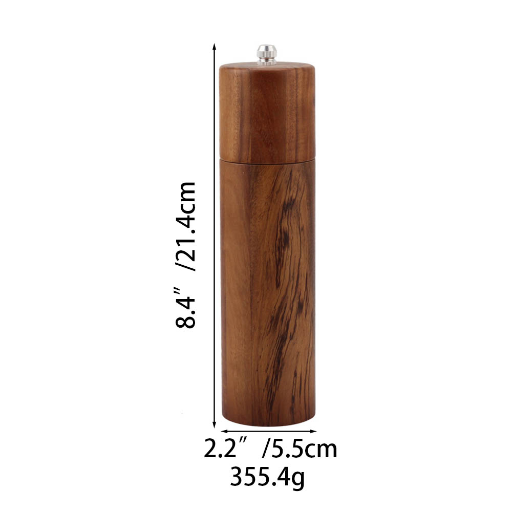 8.4 Inch Cylinder Modern Wooden Salt And Pepper Grinder — product information