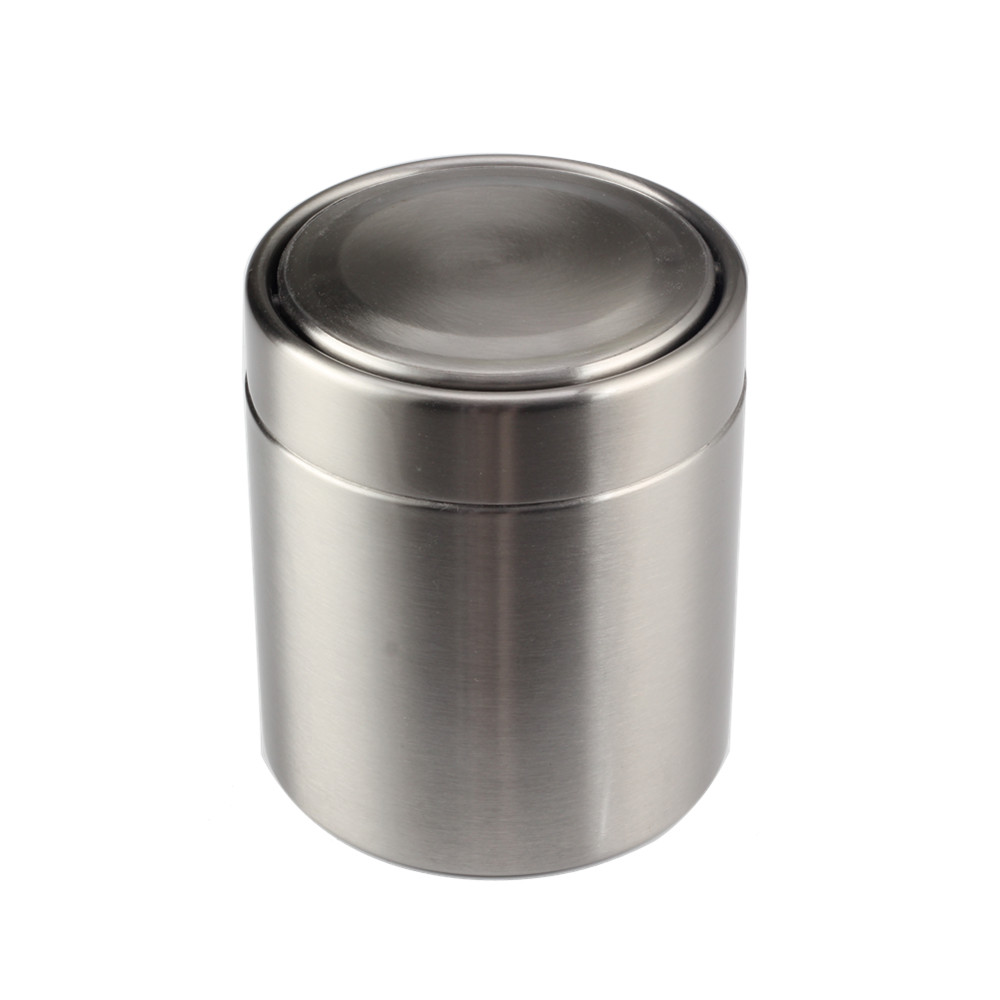 Mini Trash Can With Lid, Desktop Small Stainless Steel Trash Can — 4
