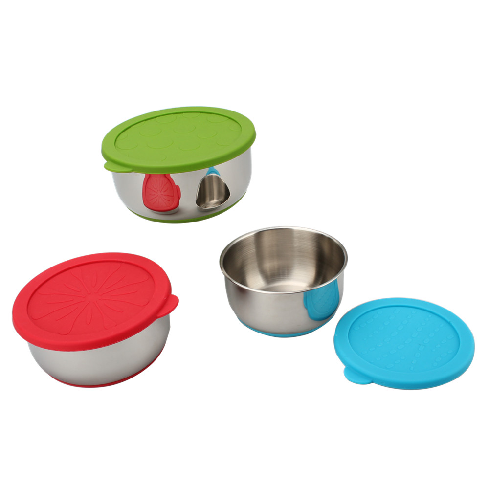 3pcs Stainless Steel Mixing Bowl With Silicone Lid — 6