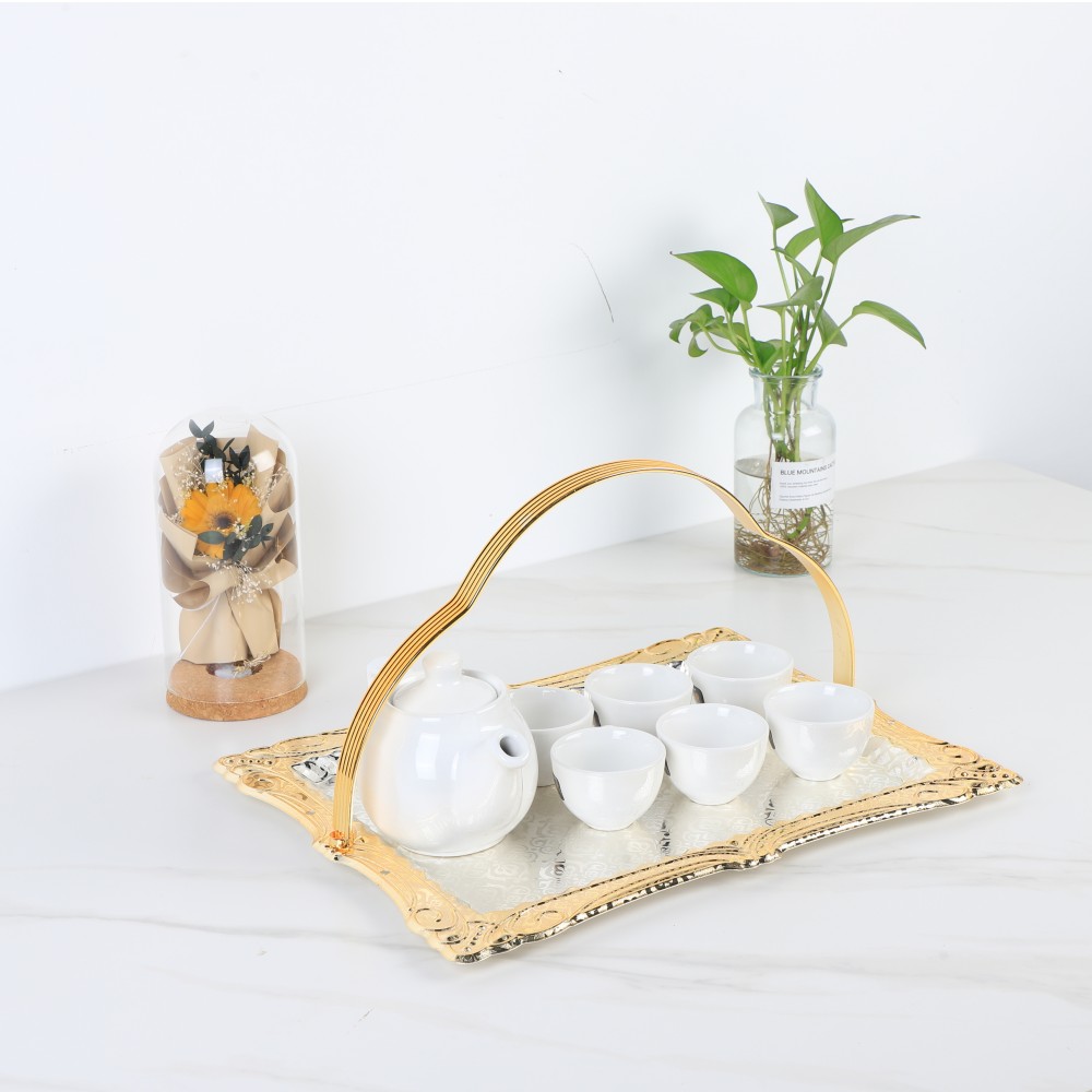 Double Rectangular Iron Tray With Round Handle — 5