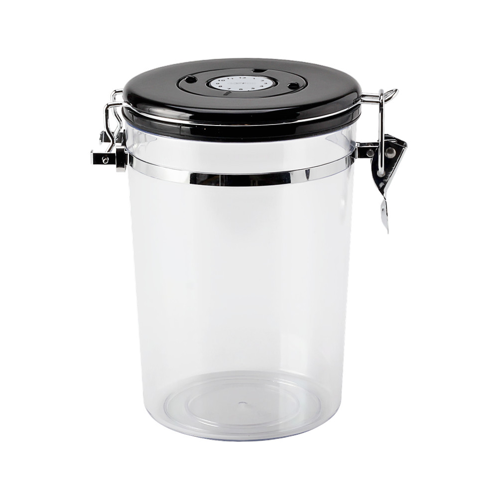 Plastic Clear Canister with Clamp Lid & Spoon — product information