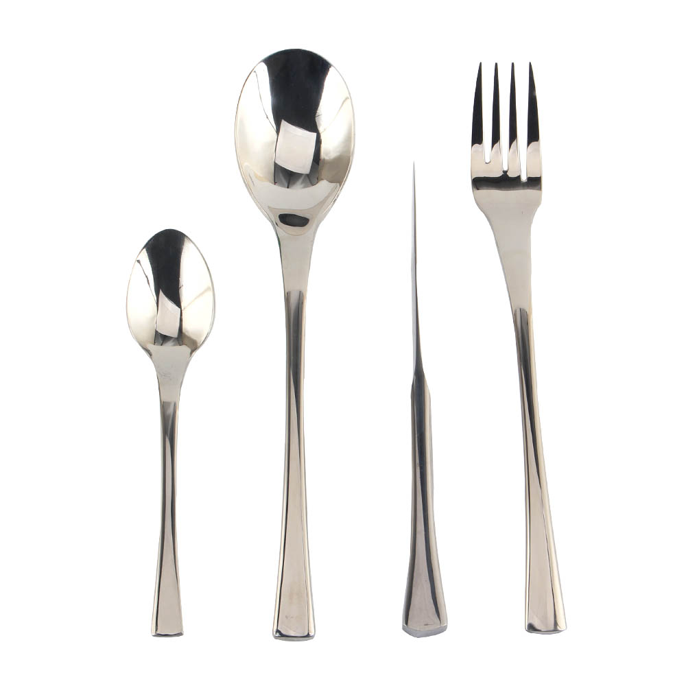 Dinner Forks/Spoons/Knives, Square Edge & Mirror Polished, Dishwasher Safe — 6