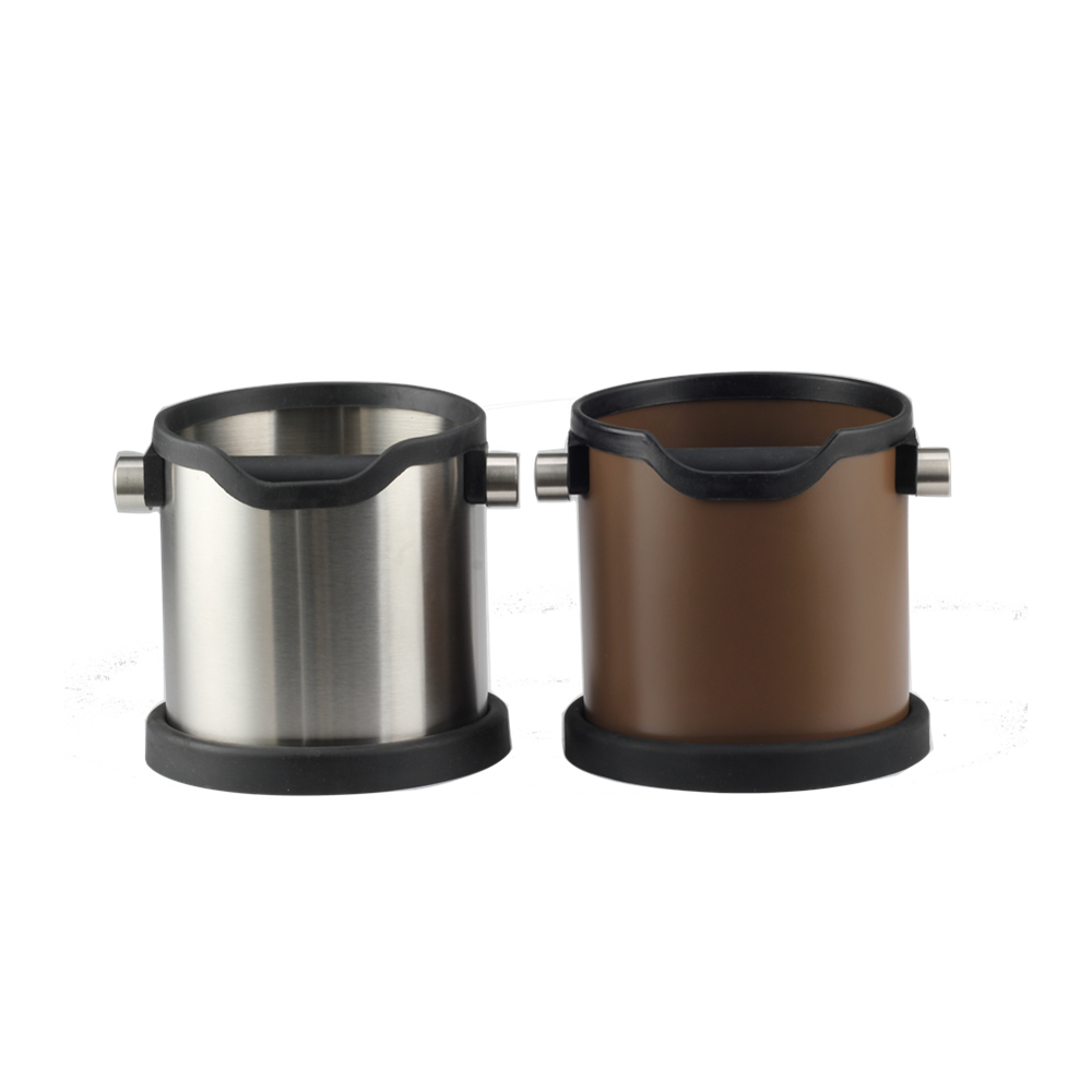 Stainless Steel Espresso Knock Box Non Slip Coffee Ground Knock Box With Rubber Ring — product information