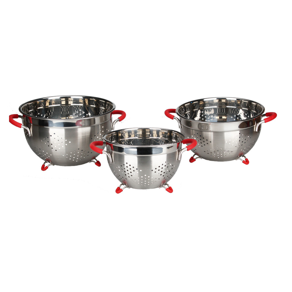Stainless Steel Colander, Easy Grip Micro-Perforated Colander — 4