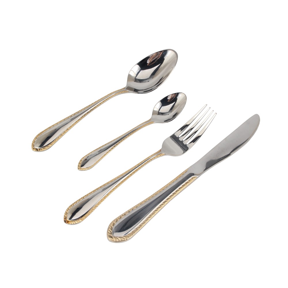 Gold Accent 4-pcs Set Stainless Steel Flatware set Dishwasher Safe — 9