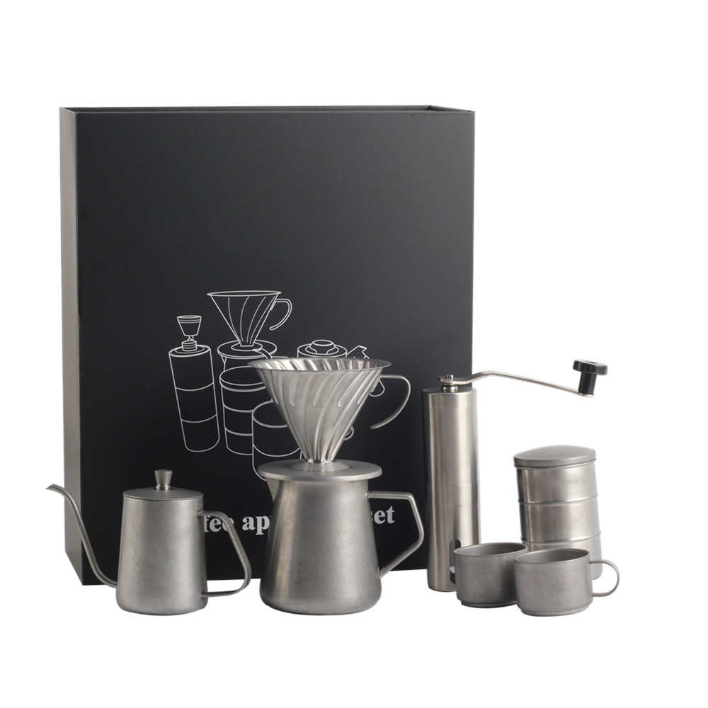 Pour Over Coffee Maker Set Includes Coffee Canister, Coffee Grinder & Coffee Dripper, Coffee Cup — product information