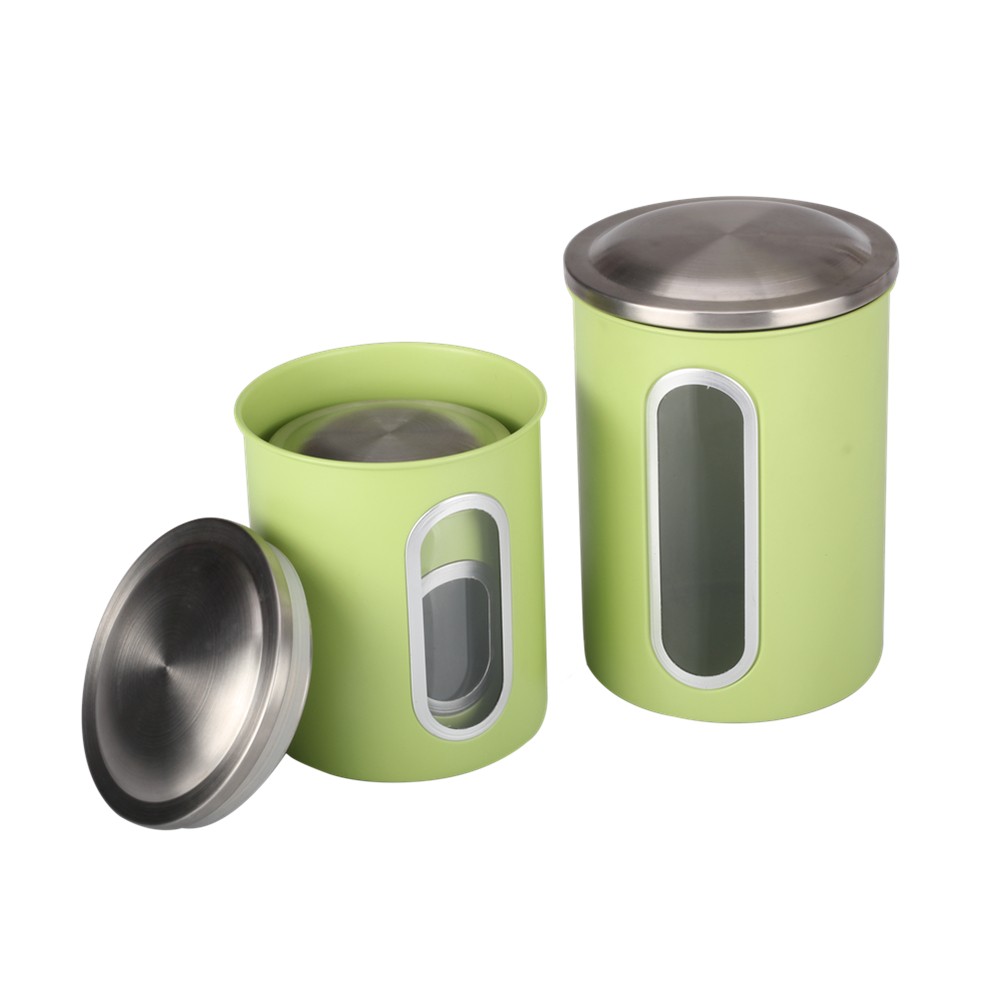 Airtight Stainless Steel Canisters Sets for The Kitchen With See Window — product information