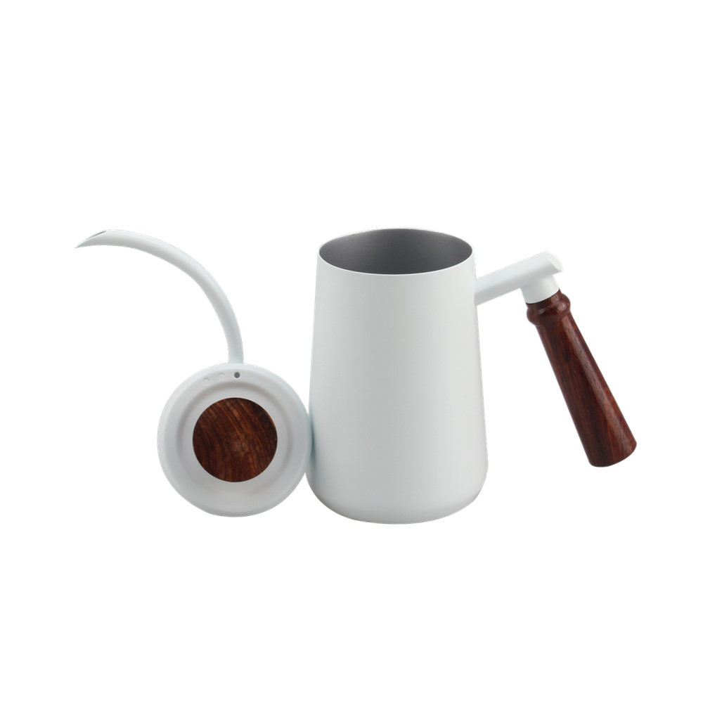 White Pour Over Coffee Kettle With Lid — 5