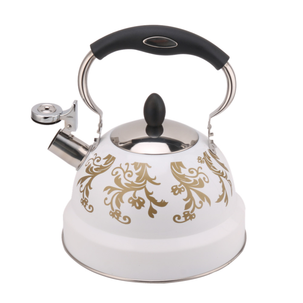 White Color Stainless Steel Whistling Tea Kettle With Silicone Handle — 2