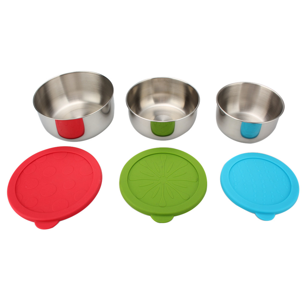 3pcs Stainless Steel Mixing Bowl With Silicone Lid — product information
