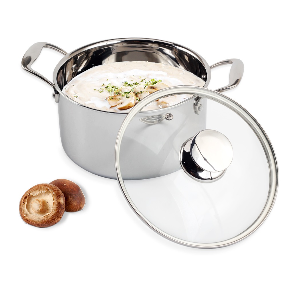 Tri-Ply Stainless Steel Induction Stock Pot Set With Lid — 5