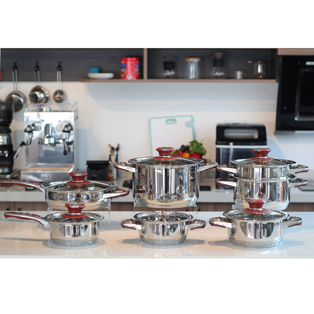 Stainless Steel Cookware Set With Heat Manage Thermometer Knob — product information